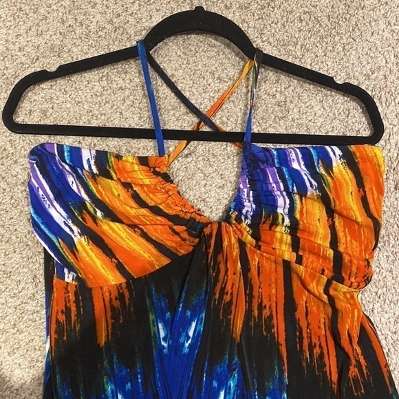 Kaleidoscope maxi dress With straps orange and blue Size L - Picture 6 of 9